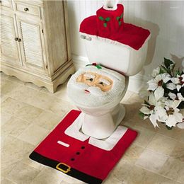 Siège de toilette couvre 3pcs couverture de Noël motif père Noël maison cas décoration de salle de bain