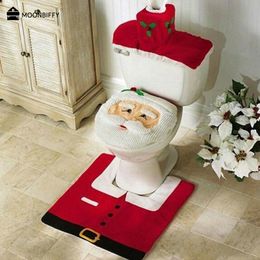 Toiletstoelhoezen 3 stcset kerstsant Santa -clausule patroon Home Case Badkamer Decoratie 221103