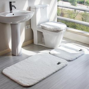 Toiletstoelbedekkingen 4 stks/set hoogwaardige anti-slip badmat tapijten vaste kleur super zachte badkamer kussen deksel set vloer tapijt