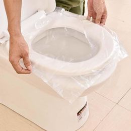 Cubiertas de asiento del inodoro 50/10 piezas cubierta de plástico desechable de plástico portátil de seguridad biodegradable baño almohadilla de papel de baño