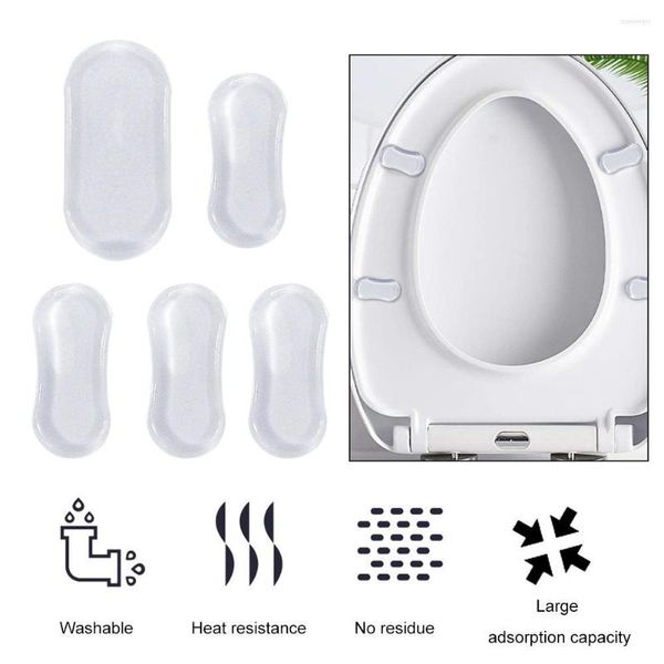 Housses de siège de toilette 5 pièces salle de bain Transparent Silicone pare-chocs tampons universel antichoc fort adhésif maison pièces de rechange