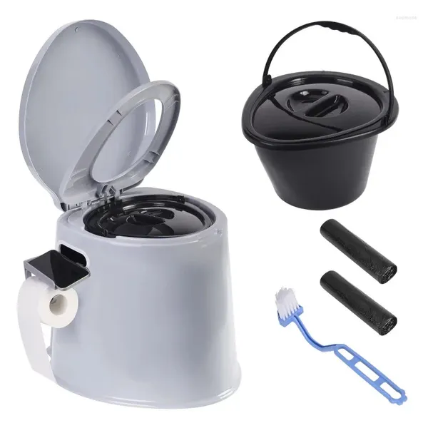 Housses de siège de toilette AEDILYS Portable intérieur extérieur voyage 5,3 gallons-gris Camping toilettes douches