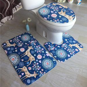 Couvertures de siège de toilette salle de bain 3D Impression de flanelle 3PCS / Set Cover Lid WC Pad Floor tapis tapis de tapis Vloerkleed Non Slip ZCL512Y