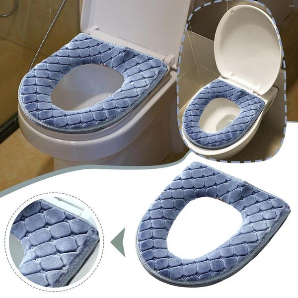 Housses de siège de toilette housse de salle de bain doux H lavable hiver tapis chauffant coussin accessoire gris gris
