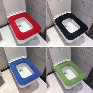 Housses de siège de toilette salle de bain carré amovible et lavable doux Simple couverture de couleur unie fournitures réutilisables