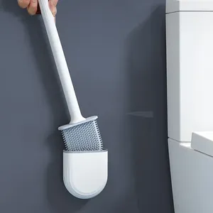 Brosse des couvercles de siège de toilette avec support mural mangeur longue manche nettoyage flexible facile