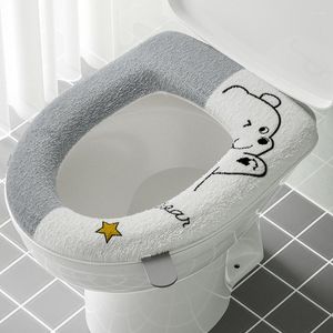 Toiletzitters cartoon schattige deksel met handvat pluche ritswinter zachte warme kussenmatten wasbare wc pads home badkamer badkamer