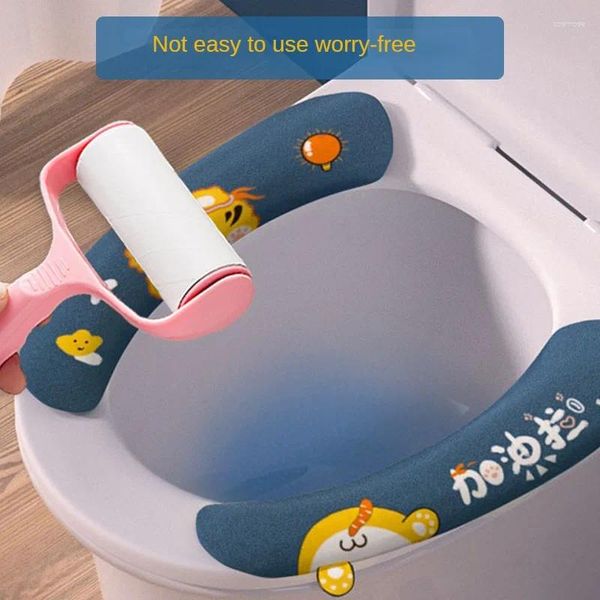 Cubiertas de asiento del inodoro Cartoon Adsorción sin trace Corte libre de adsorción se puede lavar repetidamente, no fácil de despejar el cabello de baño 25g