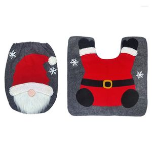 Toiletzitters Covers Christmas Cartoon Gnome Cover Set Front Door Mat Decor Kit 667A