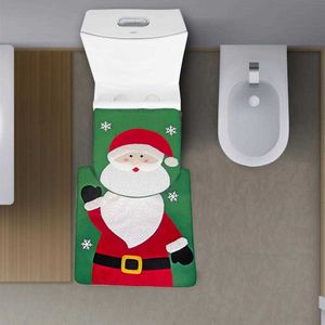 Coprisedili per WC Set di tappetini per WC di Natale Decorazioni natalizie per il bagno Festivo Pupazzo di neve Set di tappetini per WC con stampa di Babbo Natale Alce AffascinanteHKD230825