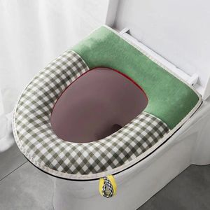 Couvercles de siège de toilette PAD CONTRONTS COZY APPLACIER MAT SET AVEC COUVERTURE DE COUCLE PLaid Print Cushion Détachable pour Ultimate