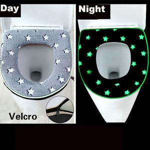 Toilet Seat Covers Cover Case Soft Warm Closestool Mat Luminous Washable Removable Zipper For Bathroom Accessories