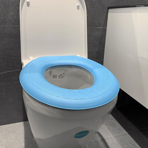 Housse de siège de toilette EVA lavable, séchage rapide, antibactérien, type O, imperméable, tapis adhésif, pâte de coussin universelle épaisse