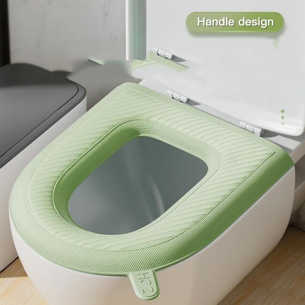 Housse de siège de toilette pour l'hiver lavable rose gris bleu vert couleur tapis collant en mousse souple