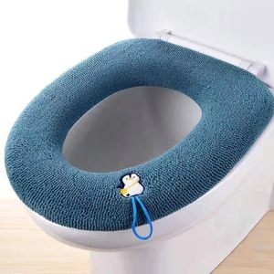 Toilet Seat Covers Cover Mat Washable Closestool Warmer Pad With Handle Soft Cartoon Bathroom Accessories