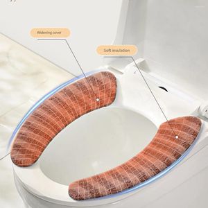 Toiletstoelhoezen bedekken zelfklevende warme mat gestreepte sticker herbruikbare universele kussen badkamer accessoires