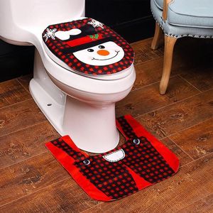 Toiletstoel Covers Creative Cartoon Santa Claus Snowman Christmas Cover and Tapure Set for Home Badkamer Bar Restaurant