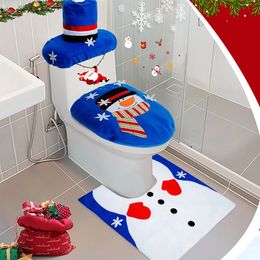 Couvre-siège de toilette mignon Noël créatif père Noël tapis de salle de bain fournitures de Noël pour la maison année Navidad cadeau décoration 2023 231031
