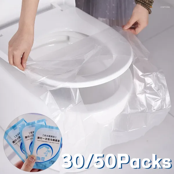 Couvercles de siège de toilette Couverture jetable 30 / 50pcs Tampon de sécurité Mat d'étanché