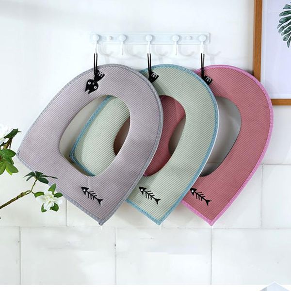 Housses de siège de toilette Style arête de poisson coussin de ménage étanche type O ceinture en cuir fermeture éclair chaton mignon