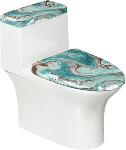Toiletbrilhoezen voor badkamer Wc-deksel rond antislip elastische rand Wc-tankdeksel Stofkap Marmeren decoratie