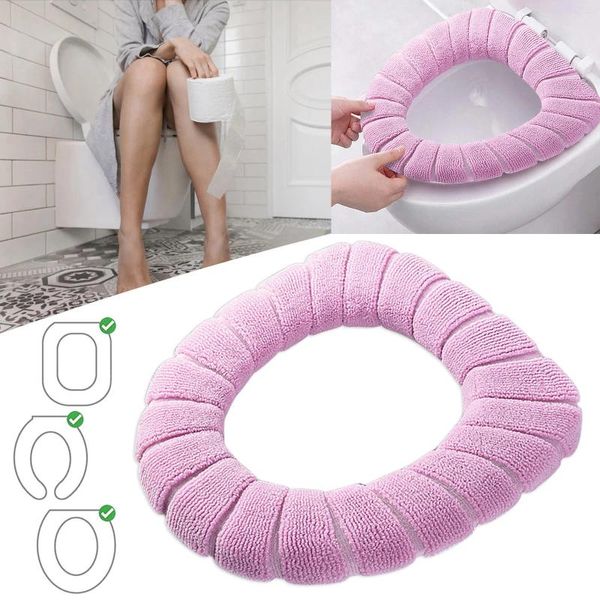 Cubiertas de asiento de inodoro Four Seasons Universal Mat Baño Cubierta suave Pad Espesado Cálido Lavable Ventilador estirable para contador