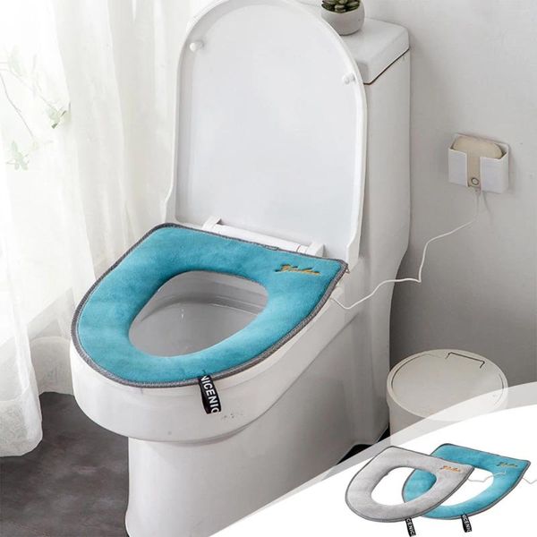 Cubiertas de asiento de inodoro con calefacción USB, alfombras de espuma de baño inteligentes para trapos de baño, alfombra para bebé, hasta el suelo