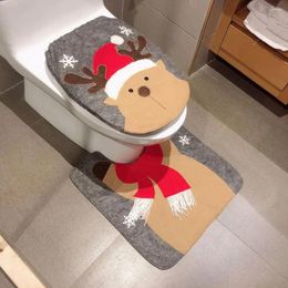 Siège de toilette couvre couverture de vacances Noël festif bonhomme de neige sans visage vieil homme ensemble tapis antidérapant pour
