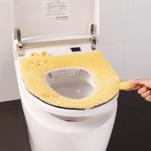 Toiletstoelbedekkingen Kawaii Dikke Warm Cover Mat Badkamer Kuskussen met handvat zachte wasbare Wastool Warmer Accessoires
