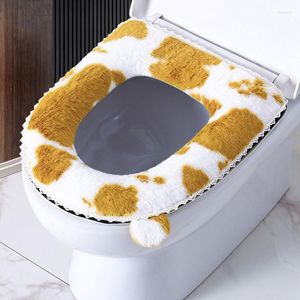 Couvercles de siège de toilette Coussin en peluche de style coréen hiver d'automne épaissis de couverture chaude à glissière avec poignées