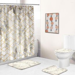 Housses de siège de toilette série marbre impression simplicité décor à la maison ensembles de couverture de salle de bain imperméable rideau de douche tapis tapis tapis costumes
