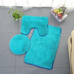 Siège de toilette couvre tapis couleur salle de bain 3 pc tapis de bain tapis couvercle uni solide ensemble couverture produits