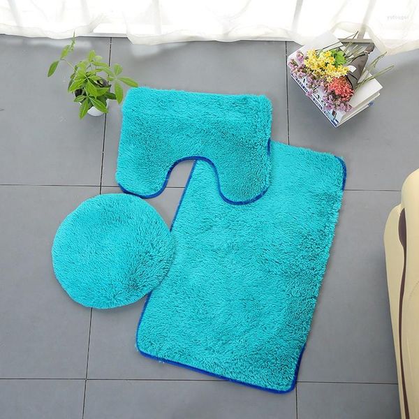 Siège de toilette couvre tapis couleur salle de bain 3 pc tapis de bain tapis couvercle uni solide ensemble couverture produits