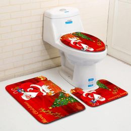 Toiletbrilhoezen Vrolijk Kerstfeest Cover Wateropname 3-delige set Tapijten Decoratie Thuis Badkamer Antislipvloermatten Afdrukken Tapijt