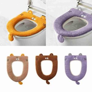 Toiletstoelbedekkingen Multicolor Mat Cartoon Huishouden Herfst Winter Dikke Warm wasbare wasbeurten Accessoires