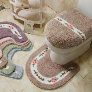 Le siège de toilette couvre la goutte de tapis en forme de U d'absorption d'eau antidérapante de style pastorable