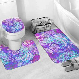 Toiletstoelhoezen Polynesische huisset - Sun Splash Tie Dye Badkamer 3D Gedrukte voetstuk Deksel Deksel Badmat