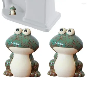 Couvre-sièges de toilettes Boulon en porcelaine 2PCS Capuchons décoratifs en céramique Grenouille Bol à vis mignon