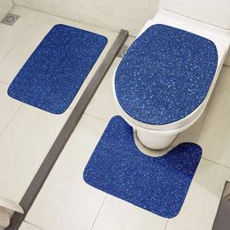 Housses de siège de toilette multicolore brillant, ensemble de 3 pièces, tapis de sol antidérapant pour salle de bain, décoration de salle de douche, paillasson absorbant en flanelle 231122
