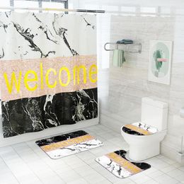 Toiletbrief Covers Simple Letter Print Home Decor Badkamer Cover Sets Waterdichte douchegordijn Matten Tapijt Tapijten Pakken