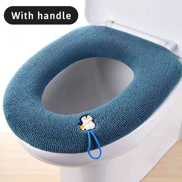 Fundas de asiento de inodoro, alfombrilla suave, funda de cojín, tapa tejida para el hogar, accesorios de baño, invierno cómodo