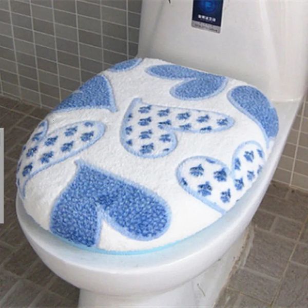 Housses de siège de toilette en velours corail épais, ensemble de housses de siège de toilette, douces et chaudes, en deux pièces, lavables, pour salle de bain, WC, 231013