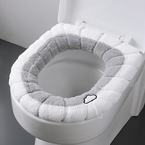 Housses de siège de toilette épaissie en peluche de type O coussin chaud couverture d'hiver réutilisable universelle