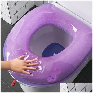 Silt de toilette Couvercles de toilette SEAT ERS LAVABLE AUTOCHER MODE ER EMPLAPIER SILE FOURSONS SALLE SOLEILLE SALLE CLOSTOOL MAT PAD CUSHION O-SH DHIK8