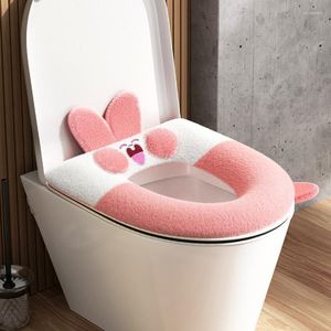 Toilet Seat Covers Universal Cover Winter Warm Soft WC Mat Bathroom Washable Removable Zipper With Flip LidHandle Waterproof Household