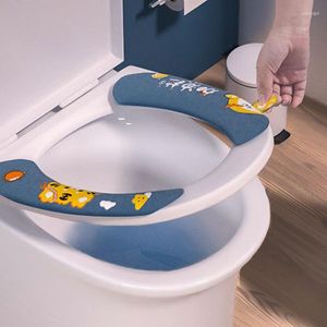 Toiletstoelbedekkingen Universele stickers met handgrepen cartoonkussenpad wasbaar huishoudelijk huisdeksel deksel deksel deksel