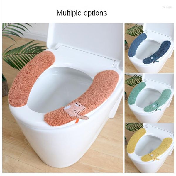 Cubiertas de asiento de inodoro Pegatinas universales con asas Almohadilla de cojín reutilizable Cubierta de tapa de baño lavable para el hogar