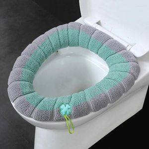 Housses de siège de toilette universelles, coussin épais en forme de O, lavables pour usage domestique, peluche et couverture chaude, poignée en ruban nordique