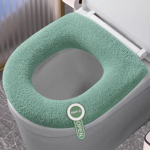 Housses de siège de toilette coussin épaissi amélioré couvercle de poignée en Silicone hiver chaud couvercle de laveuse universel