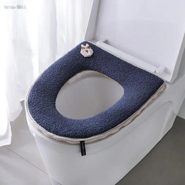 Couvre-siège de toilette Vanzlife Mignon Teddy Velvet Couverture Hiver Zipper Type Joint Chaud